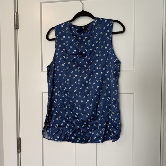 Amina Rubinacci Silk Tank Top Shirt 44 US 8 Made in Italy Blue Floral NEW Blouse - Picture 3 of 5